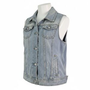 Brandy Melville Jean Vest Button-Up Collared Cotton Light Wash Denim Blue Size S